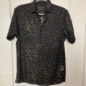 Black and gold sheer top